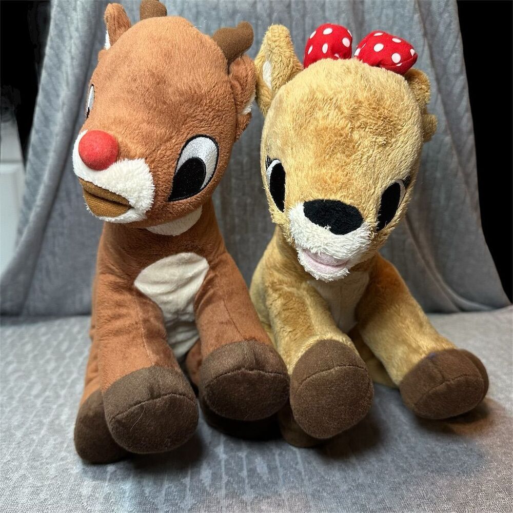 Commonwealth Toys Rudolph & Clarice Reindeer Plush Toy Set 12” in